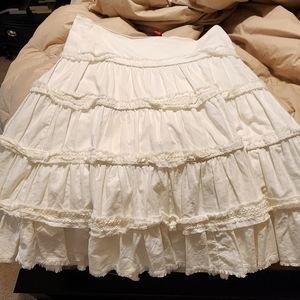 Long White Ruffled Skirt